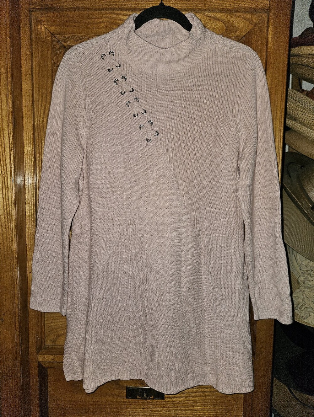 Zenergy By Chicos Pink Carnation Directional Lace Up Tunic Sweater Size 2 (L/12)